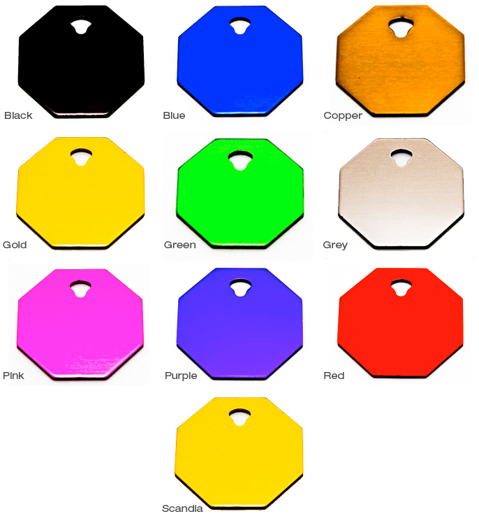 Standard Bright Dip Tags - Octagon Small Standard Bright Dip Tags - Octagon Small